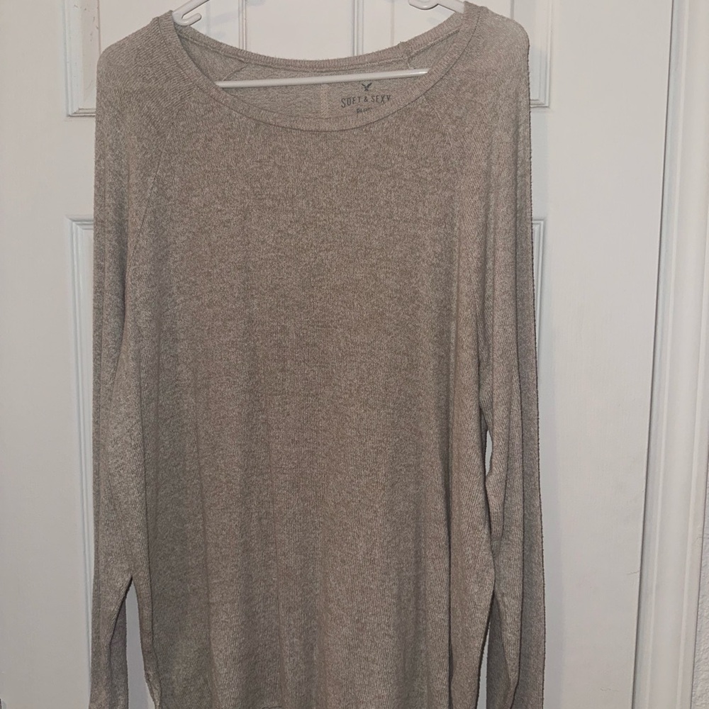 American Eagle Outfitters Light Brown Crew Neck Sweater
